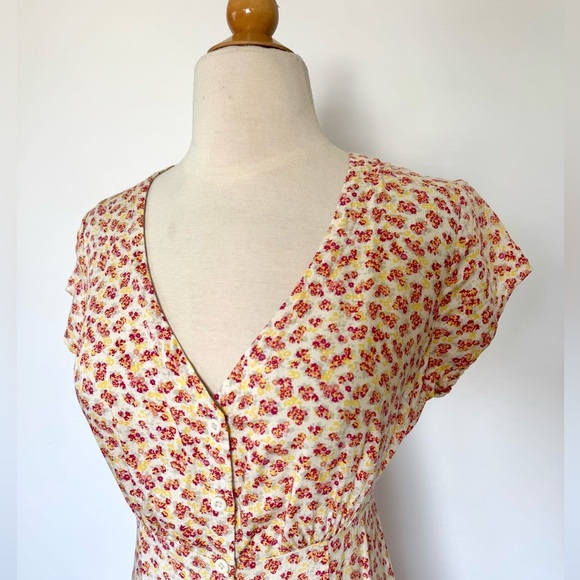 Reformation Floral Midi Dress in Cream and Pink - Picture 6 of 10